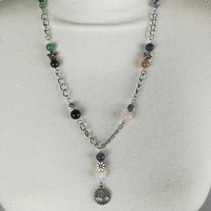 Unique new age healing necklace with 9 types of semi precious stones   chakras
